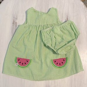 Green Gingham Watermelon Summer Dress
